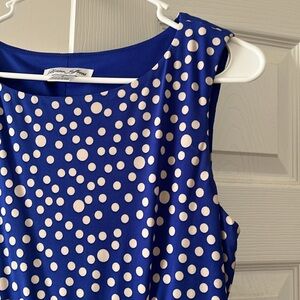 Blue Polka Dot Sleeveless Dress